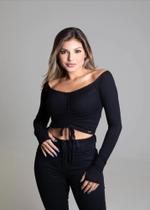 Blusa Cropped Manga Longa Sawary Fashion