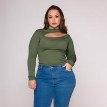 Blusa Cropped Manga Longa Vazado Lateral Blusa Cropped Manga Longa Vazado Lateral