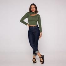 Blusa Cropped manga longa vazado lateral Blusa Cropped manga longa vazado lateral