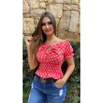 Blusa cropped manga princesa amarração vazada no decote lastex cintura feminino moda