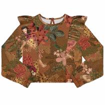 Blusa Cropped Menina Alakazoo em Meia Malha Penteada cor Marrom Blusa Cropped Menina Alakazoo em Meia Malha Penteada cor Marrom
