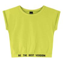 Blusa Cropped Menina Amora em Algodão - Verde Citrico