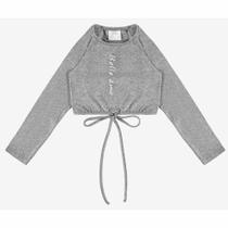 Blusa Cropped Menina Anjo em Tricô Peletizado