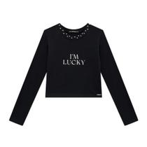 Blusa Cropped Menina em Cotton Preto - Lilimoon Blusa Cropped Menina em Cotton Preto - Lilimoon