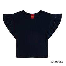 Blusa Cropped Menina Kyly em Ribana Variada Aplique de Stras