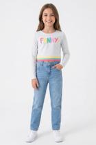 Blusa Cropped Menina Manga Longa Meia Malha em Algodão Kyly