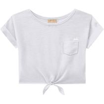 Blusa Cropped Menina Milon em Algodão Flamê Fio - Mescla White