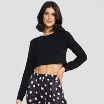 Blusa Cropped Mercatto Hit Manga Longa Feminina