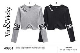 blusa cropped ML cor preta tamanho 12