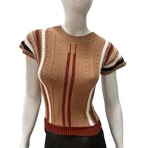 Blusa cropped modal com listras moderna elegante modinha Tam P/M