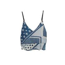 Blusa Cropped Modern Scarf Denim Charry