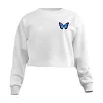 Blusa Cropped Moletom Borboleta Feminino Personalizado com Cintura Descosturada Blusa Cropped Moletom Borboleta Feminino Personalizado com Cintura Descosturada