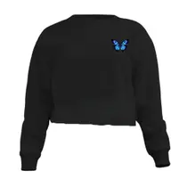 Blusa Cropped Moletom Borboleta Feminino Personalizado com Cintura Descosturada