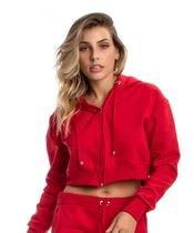 red and white cropped moletom com capuz