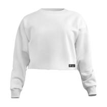 Blusa Cropped Moletom Feminino Liso Básico com Cintura Descosturada