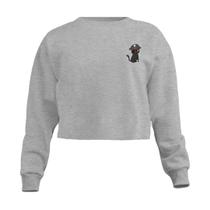 Blusa Cropped Moletom Pirata Gato Feminino Personalizado com Cintura Descosturada Blusa Cropped Moletom Pirata Gato Feminino Personalizado com Cintura Descosturada