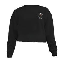 Blusa Cropped Moletom Pirata Gato Feminino Personalizado com Cintura Descosturada