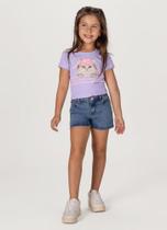 Blusa cropped neon infantil menina de gatinho Brandili Lilás Blusa cropped neon infantil menina de gatinho Brandili Lilás