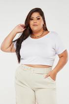 Blusa Cropped Plus Size Casual Viscolycra