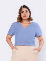Blusa Cropped Plus Size Feminina Blogueira Com Amarração