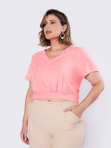 Blusa Cropped Plus Size Feminina Blogueira Com Amarração