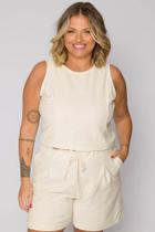 Blusa Cropped Plus Size Marie Off White Cess - EG - Branco