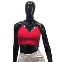 Blusa Cropped Ponto Roma de Alça Top Da Moda Com bojo Elegante 2024