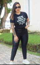 Blusa cropped preta frase motivacional