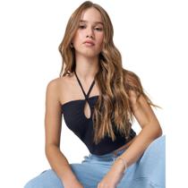 Blusa Cropped Preta Menina Juvenil Modinha Dway 15431