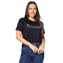 Blusa Cropped Rechsul Manga Curta Beautiful Preto