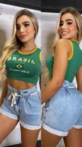 Blusa Cropped Regata Brasil Planet Girls Original