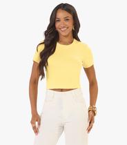Blusa Cropped Ribana Básica Rovitex Amarelo Blusa Cropped Ribana Básica Rovitex Amarelo
