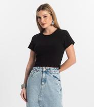 Blusa Cropped Ribana Básica Rovitex Branco