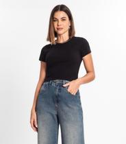 Blusa Cropped Ribana Básica Rovitex Branco Blusa Cropped Ribana Básica Rovitex Branco