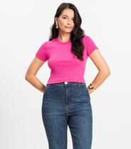 Blusa Cropped Ribana Básica Rovitex Rosa
