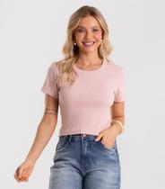 Blusa Cropped Ribana Básica Rovitex Rosa Blusa Cropped Ribana Básica Rovitex Rosa