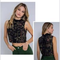 Blusa cropped sem manga Blusa cropped sem manga