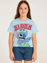 Blusa Cropped Stitch Disney Juvenil Para Menina- AZUL Blusa Cropped Stitch Disney Juvenil Para Menina- AZUL
