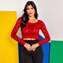 Blusa cropped susie renda feminino