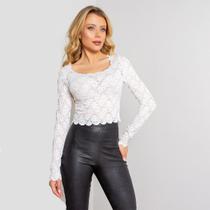 Blusa cropped susie renda feminino