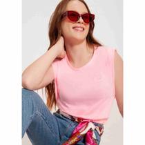 Blusa Cropped Teen Lunender em Algodão - Rosa