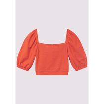 Blusa Cropped Teen Lunender em Malha Pixel na cor Laranja Blusa Cropped Teen Lunender em Malha Pixel na cor Laranja