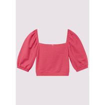 Blusa Cropped Teen Lunender em Malha Pixel na cor Rosa