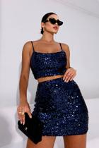 Blusa Cropped Top Alça Fina brilho Costas A Mostra Paetê Blusa Cropped Top Alça Fina brilho Costas A Mostra Paetê