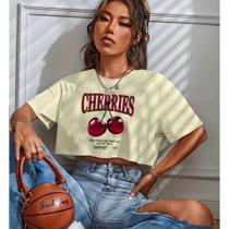 Blusa Cropped Top Estilosa Oversized Feminina Cherry Verão