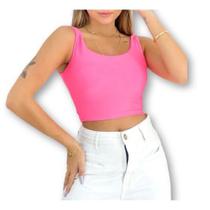 Blusa cropped top feminina poliéster alça fina