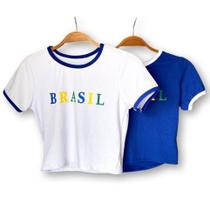 Blusa Cropped top feminino canelada manga curta Brasil fashion