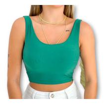 Blusa cropped top poliéster alça fina feminina moda gringa