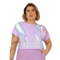Blusa Cropped Tricô Crepe Plus Size
