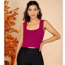 Blusa Cropped Tricô Feminino Moda Verão Top Nervura